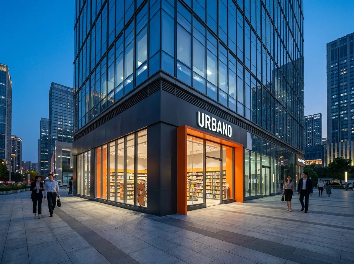 A shop at the base of a city retail building